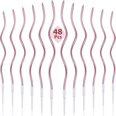 6/12/48pcs/1case Birthday Candles Spiral Cake Candles  Long Thin Cake Candles For Wedding Party And Cake Decoration - Smarsty