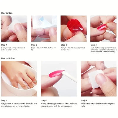 24 Piece Short Square Fake Nails with Colorful French Design - Smarsty