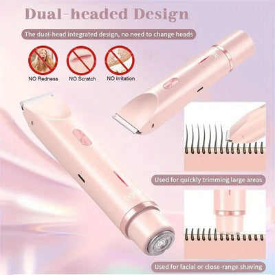 2-in-1 dual-head electric epilator and shaver for underarms, legs and face hair removal, birthday/Christmas gift - Smarsty