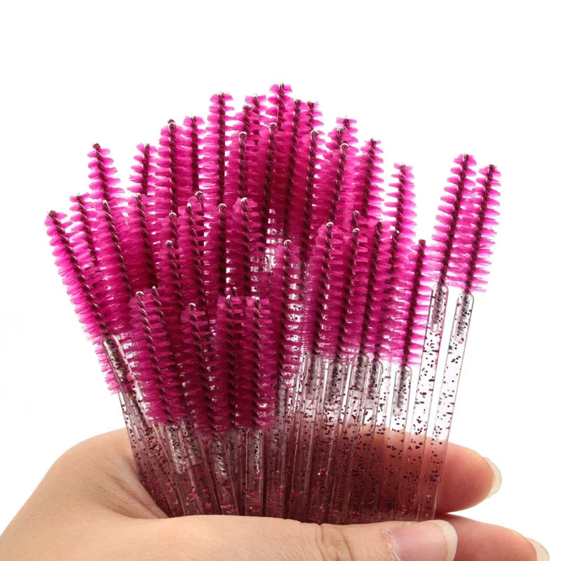 5/25/50 PCS Makeup Brushes Pink Crystal Eyelashes Brush Reusable Fake Lashes Extension Supplies False Eyelash Make up Tool Hot - Smarsty