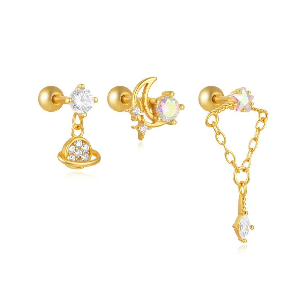 Sterling Silver Heart Zircon Stud Earrings Elegant Gift - Smarsty