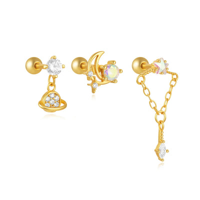 Sterling Silver Heart Zircon Stud Earrings Elegant Gift - Smarsty