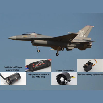 Hookll 710mm EDF Plane Jet F16 Fighting Falcon 70mm Ducted Aircraft RC Airplane KIT/PNP