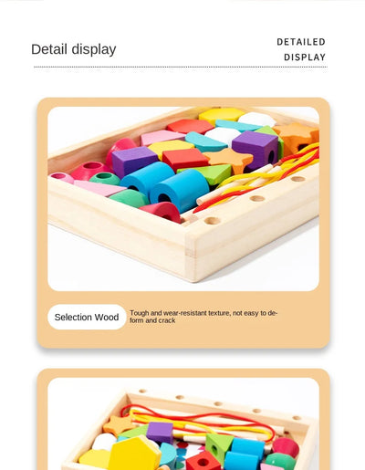 Montessori Wooden Toys Color Shape Matching Puzzle Game Colorful Beaded Color Cognition Early Educational Toys Gift for Children - Smarsty