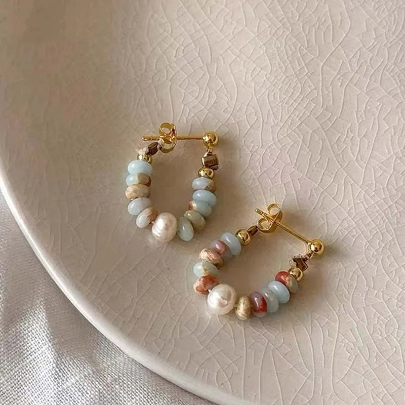 Pearl Pendant Earrings Beaded Natural Stone For Women - Smarsty