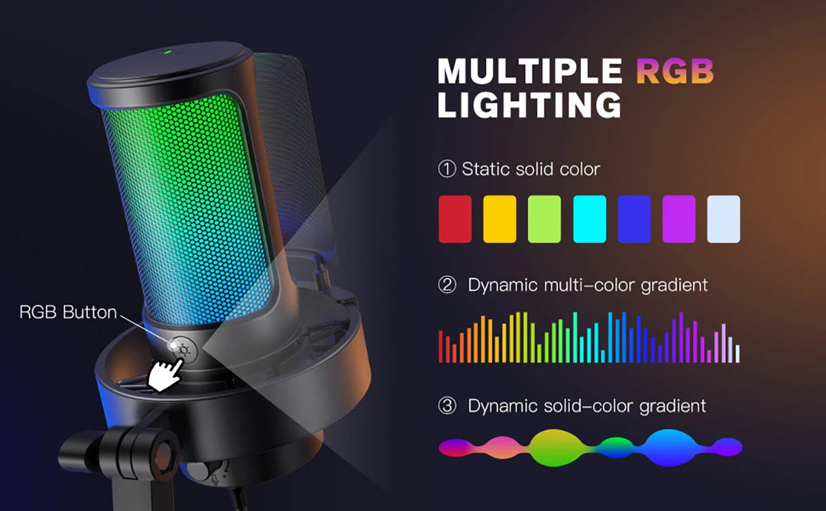 FIFINE USB Microphone with RGB Modes for Streaming - Smarsty