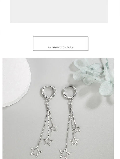 Elegant 925 Sterling Silver Hoop Earrings with Long Tassels - Smarsty