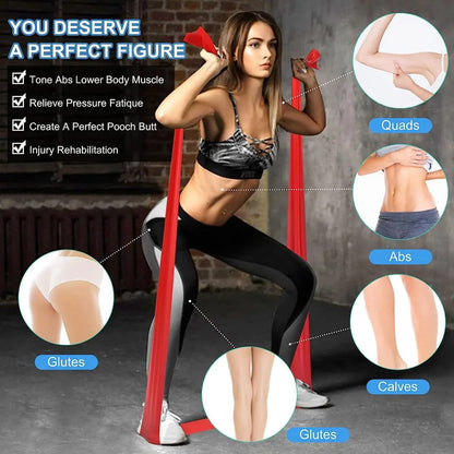 Yoga Pilates Resistance Band Long Training Stretch Bands for Physical Therapy Lower Body Home Gym Strength Elastic Exercise Band