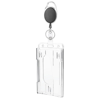 Transparent Cards Slots ID Tag Badge Holder with Badge Reel Cards Storage Organizer Employee Pass Work Card Case Sleeve - Smarsty
