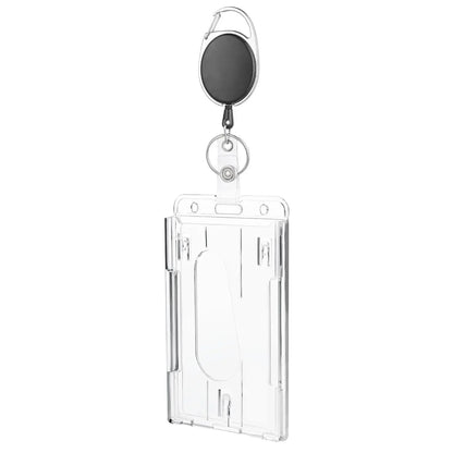 Transparent Cards Slots ID Tag Badge Holder with Badge Reel Cards Storage Organizer Employee Pass Work Card Case Sleeve - Smarsty