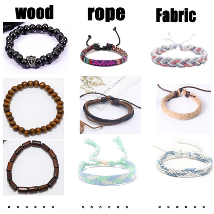10PCS Unisex Leather Rope Bracelets Vintage Style Gift - Smarsty