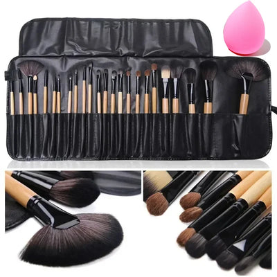 Free Gift Bag and Sponge for 24 pcs Makeup Brush Sets Cosmetics Brushes Eyebrow Powder Foundation Shadows Make Up Tools - Smarsty