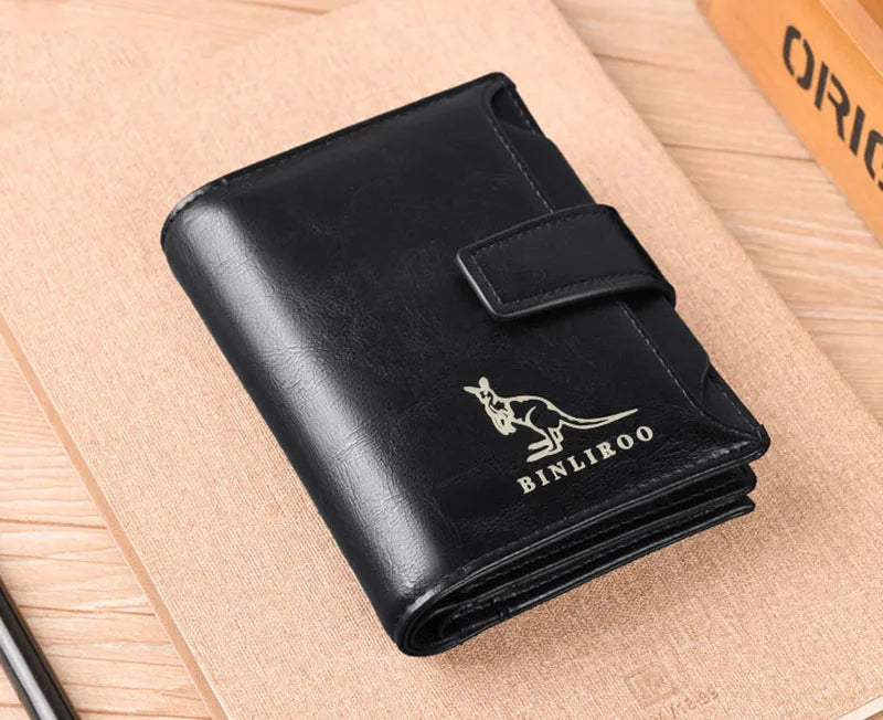 Leather Men's Wallet Luxury Short RFID Card Holder for Men Zipper Coin Purse Portable Male Wallets Billfold - Smarsty