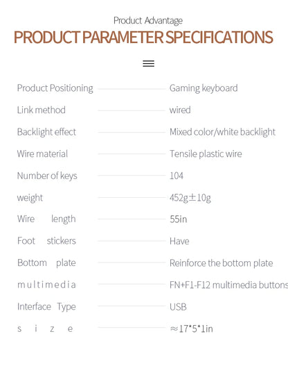 Low Profile Gaming Keyboard With Numpad Wired USB Cable