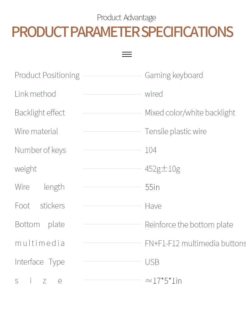 Wired Gaming Keyboard Low Profile With Numpad For PC