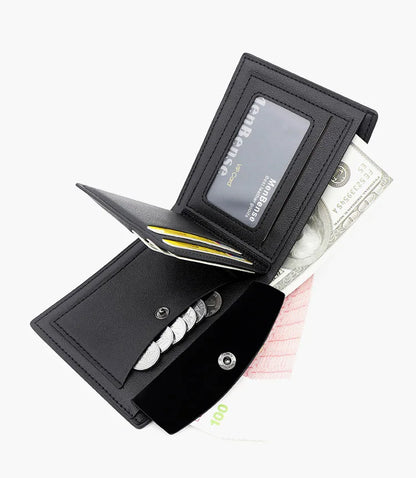 Slim Men Wallets New Short Zipper Card Holder Photo Holder Male Purse Simple Coin Pocket High Quality PU Leather Men's Wallet - Smarsty