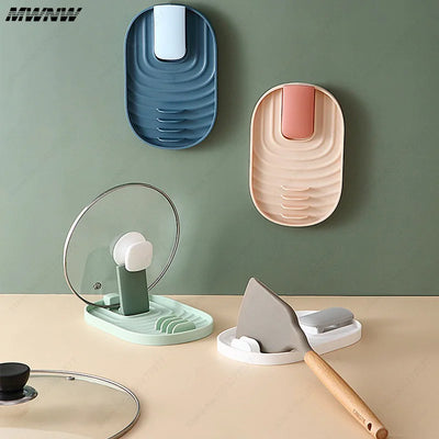 1pcs Polychrome Foldable Nordic Style Pot Holder Lid Shovel Storage Rack Practical Multifunctional Utensils for Kitchen Supplies by Smarsty