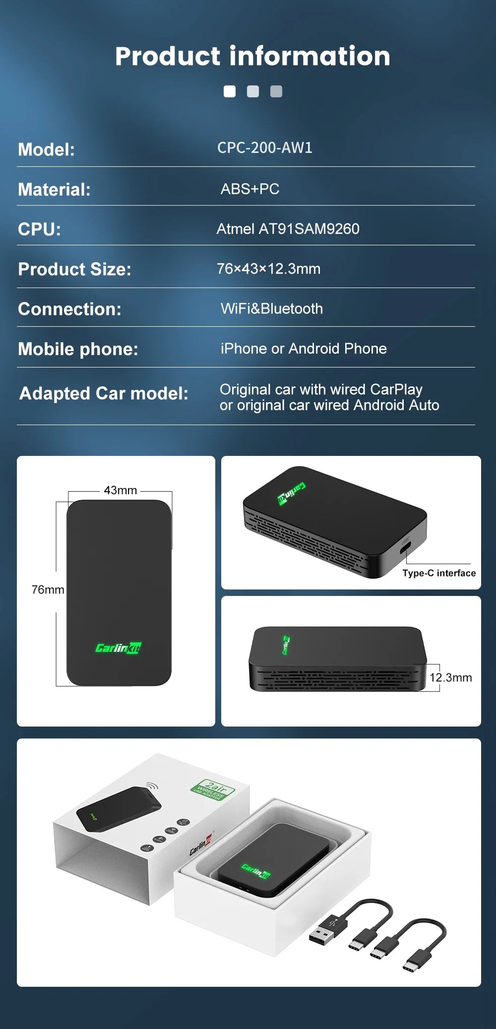 3 In 1 Wireless CarPlay Android Auto Adapter For Cars - Smarsty