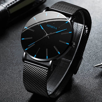 Ultra Thin Men's Quartz Watch with Steel Mesh Band - Smarsty