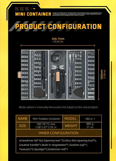 180 in 1 Precision Manual  Multifunctional Screwdriver Set Magnetic Phillips Bits Mobile iPhone & PC & Glasses Repair Tool Gift - Smarsty