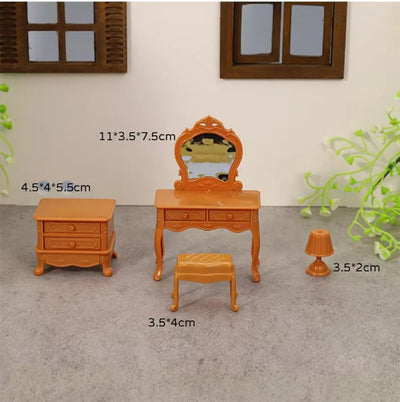 1:12 Dollhouse Miniature Cradle Crib Surround Bed Piano Table Set Furniture Kitchen Model Decor Toy Doll House Accessories by Smarsty