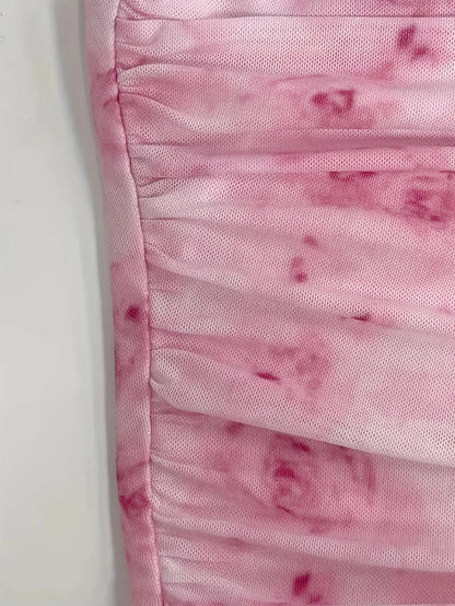 Solid Tie Shoulder Ruched Wide Strap Slim Fit Crop Top Women Clothing Summer 2025 Y2K Clothes Pink Backless Camis Top Streetwear