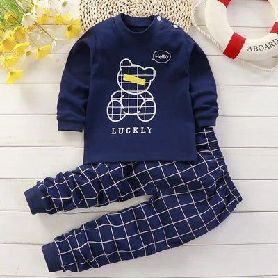 Cotton baby girl clothing winter newborn baby clothing set 2 sets of spring children's pajamas 0-5 year old baby cartoon casual by Smarsty