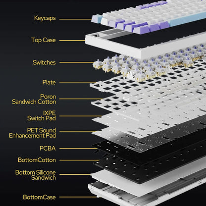 Mechanical Keyboard 82 Keys Wireless Bluetooth 5.1 Knob