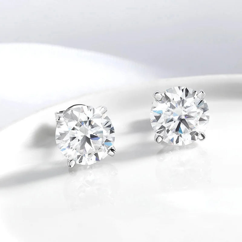 GRA Certified Moissanite Stud Earrings Sterling Silver - Smarsty