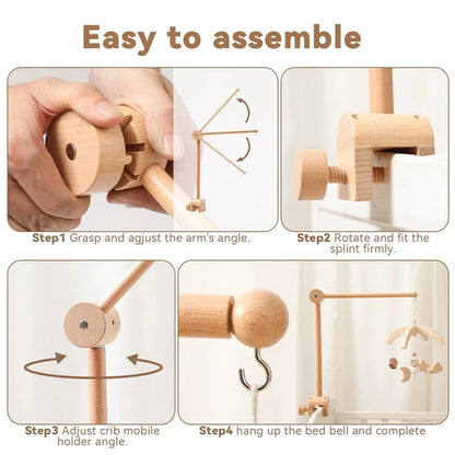 Revolving Music Box For Newborns Baby Crib Imitation Wood Color Hanging Rattle Baby Soothing Musical Toys 0-12 Months Baby Gift by Smarsty