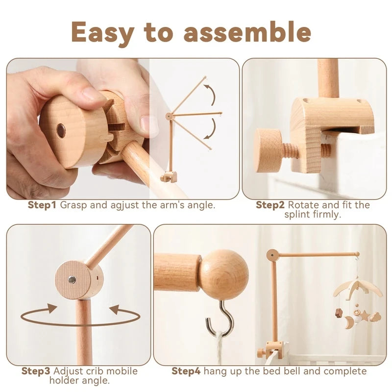 Revolving Music Box For Newborns Baby Crib Imitation Wood Color Hanging Rattle Baby Soothing Musical Toys 0-12 Months Baby Gift by Smarsty