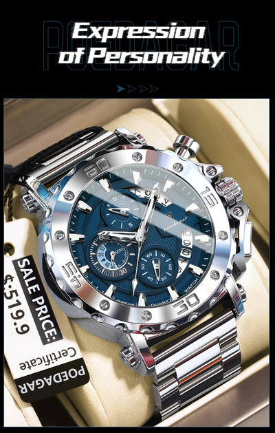 Luxury Waterproof Men's Chronograph Watch with Calendar - Smarsty