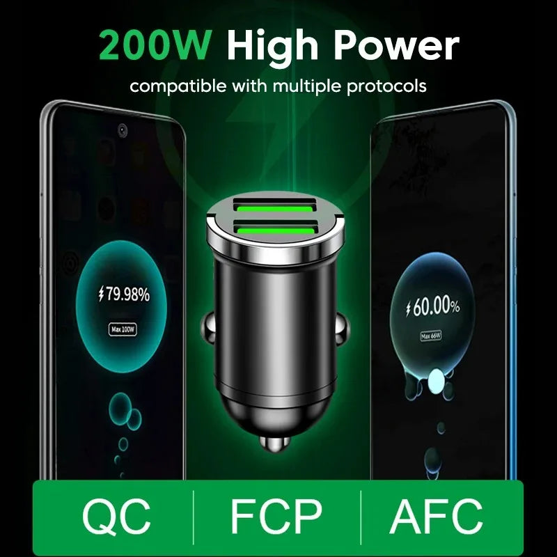 Dual USB Car Charger Quick Charge 200W Fast Charging - Smarsty
