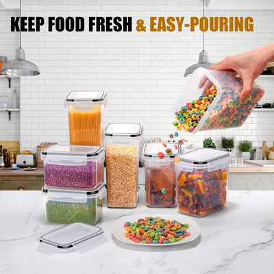 Kitchen 7pcs Food Containers Set BPA Free Plastic Airtight Storage Box With 10stickers and Pen by Smarsty
