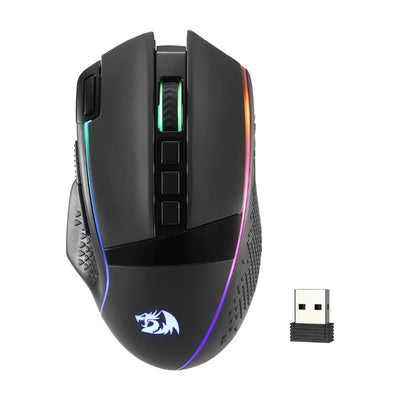 Redragon M991 Wireless Gaming Mouse 26000 DPI 3-Mode Gamer 9 Macro Buttons RGB Backlight Mice, Black - Smarsty