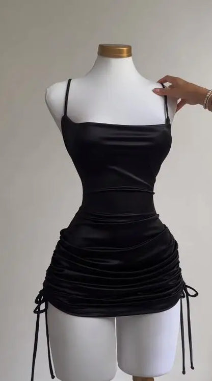 2024 Europe and the United States explosive new cross-border dress summer high sense lace-up sexy halter spice bag hip skirt - Smarsty