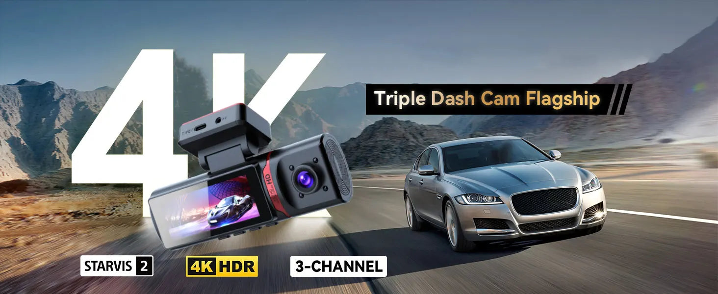 4K Car Dash Cam Featuring GPS And Three Lenses Elite - Smarsty