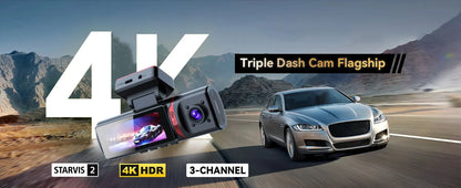 4K Car Dash Cam Featuring GPS And Three Lenses Elite - Smarsty