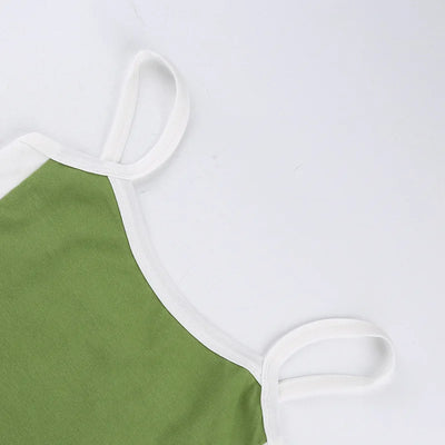 Sleeveless Knitted Crop Tops Green Sexy Basic Patchwork 2023 Summer Casual Cami Backless Y2k Vintage Tank Top Women - Smarsty