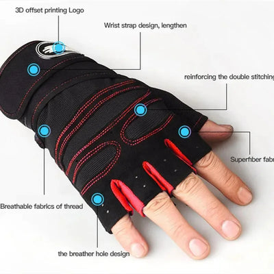 Outdoor Sport Gloves for Men Women Wrist Guard Fitness Gym Cycling Hiking Boxing Exercise Training Workout Long Wrist Fingerless by Smarsty