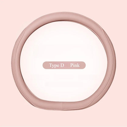 Napa Leather Perforated Patchwork Car Steering Wheel Cover, Non-slip, Breathable, Universal 15 Inch (Approx. 38cm)