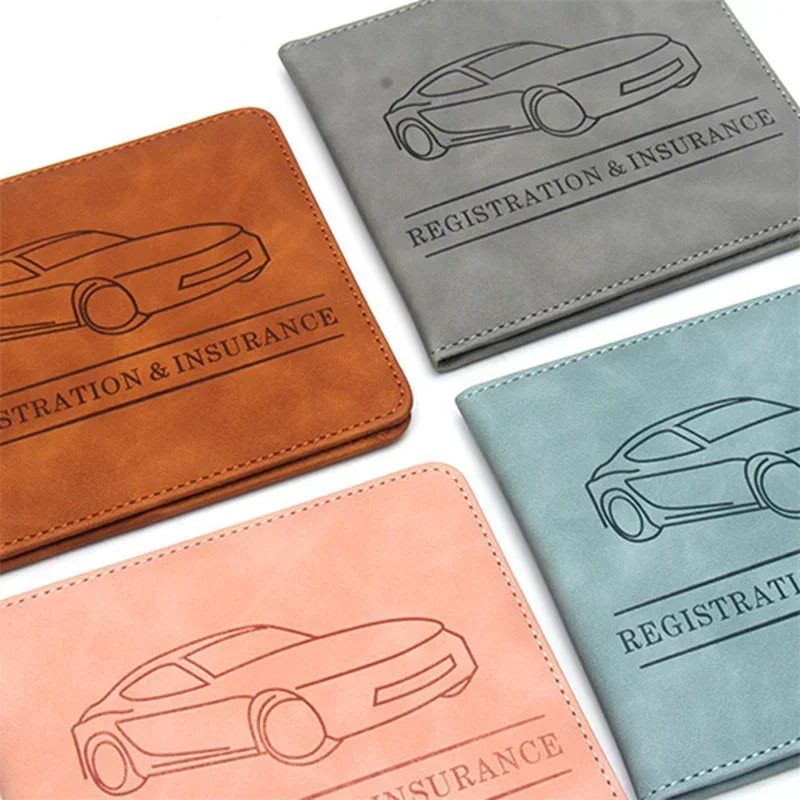 Car Registration Driver's License and Insurance Card Holder - Leather Vehicle Glove Box Automobile Documents Paperwork Organizer