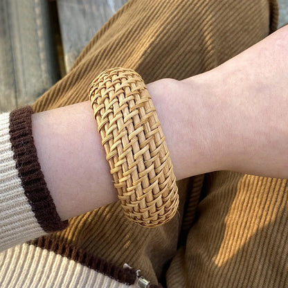 Boho Bamboo Rattan Weave Bracelet for Women - Smarsty