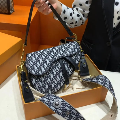 Studded Embroidered Shoulder Crossbody Bag Saddle Handbag - Smarsty