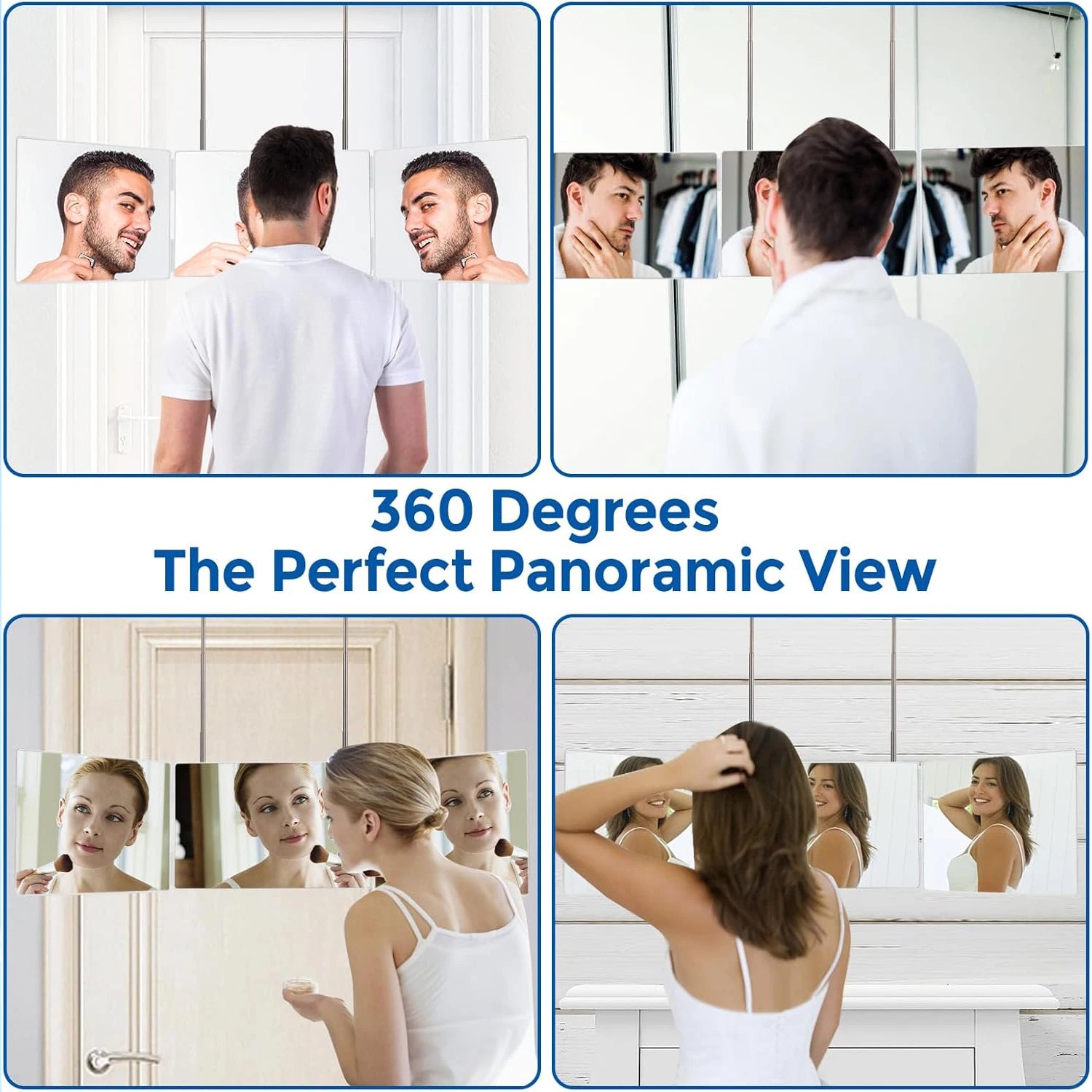 Trifold Shaving Mirror with Adjustable Hooks for Easy Use - Smarsty