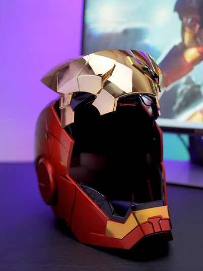 New AutoKing 1:1 Mk5 Iron Man Helmet Cosplay Voice Control Eyes with Light Model Toys for Adult Electric Wearable Christmas Gift - Smarsty