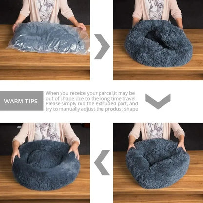 Super Soft Cat Bed Plush Donut Design for Comfort - Smarsty