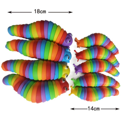 3D Slug Fidget Toy Colorful Slug Snail Toy Articulated Flexible All Ages Relief Anti-Anxiety Sensory Toys for Children by Smarsty