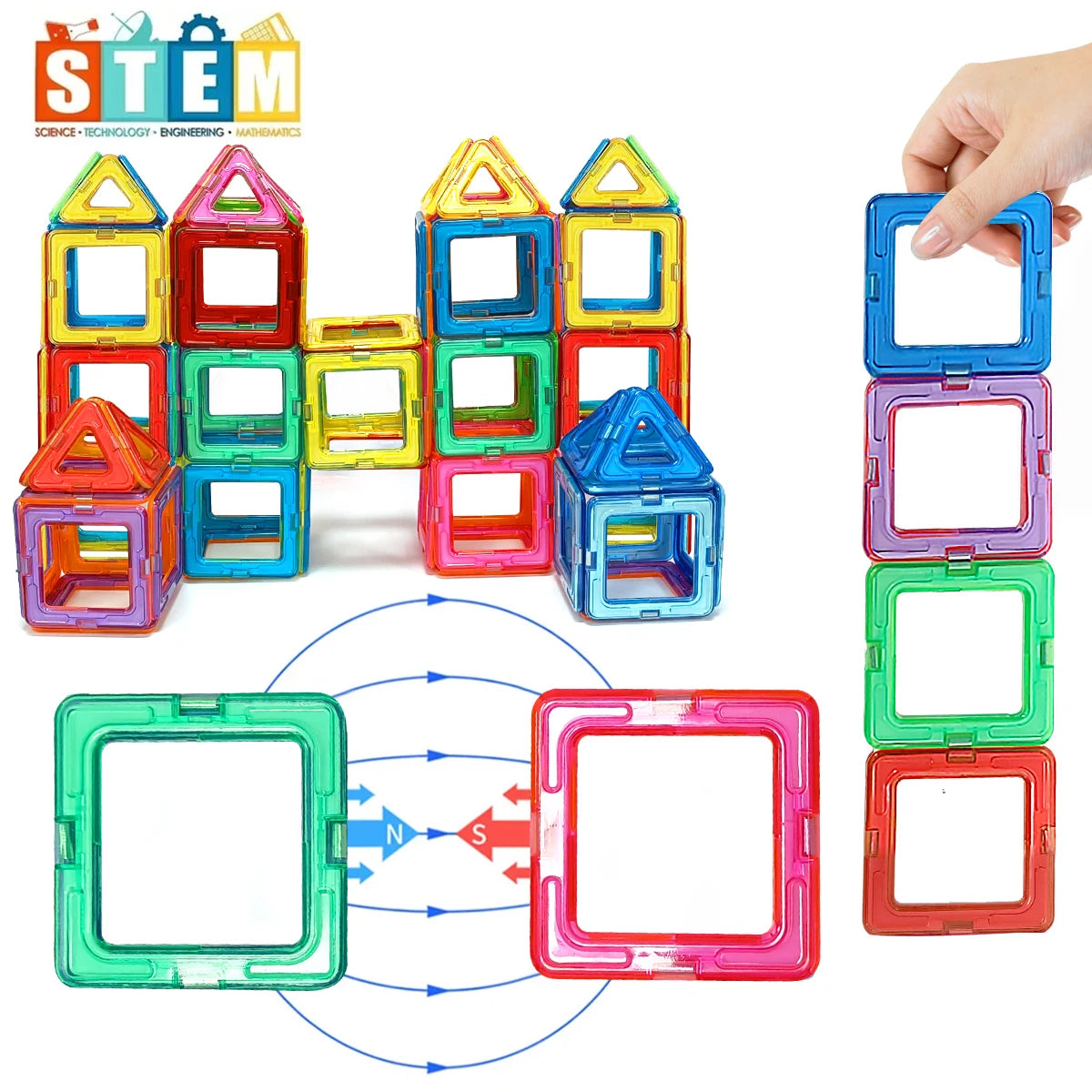 Magnetic Building Blocks DIY Magnets Toys medium size STEM Toys Construction Toys Learning Educational Magnet Toys - Smarsty