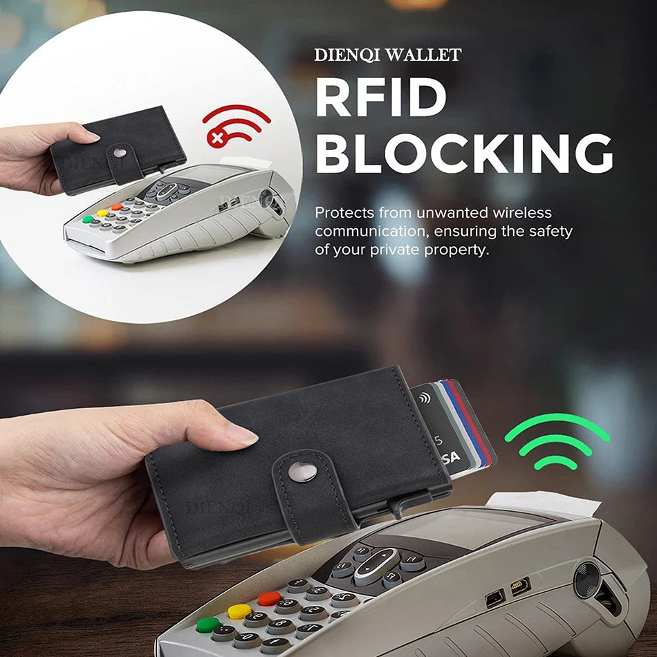 Rfid Carbon Fiber Men Wallets for Airtag Luxury Slim Mini Credit Card Holder Wallets for Men Air Tag Tracker Minimalist Purse - Smarsty